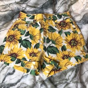 High Waisted Sunflower Shorts